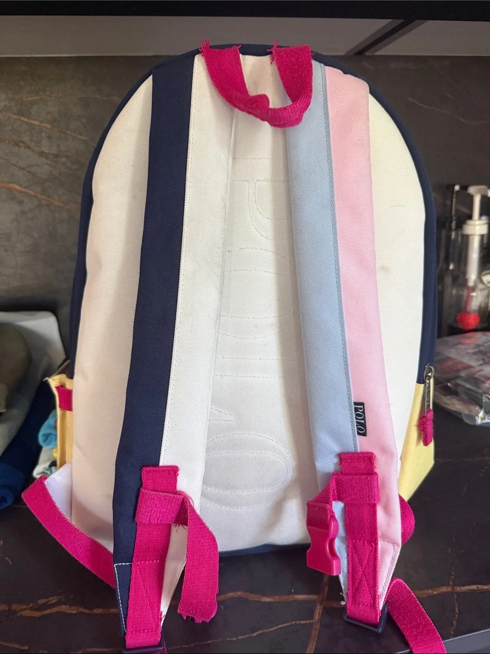 Ralph Lauren Multicolor Kids Backpack - White, Light Blue, Pink, Yellow, Navy